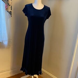 Vintage Elegant Navy Blue Velvet Dress